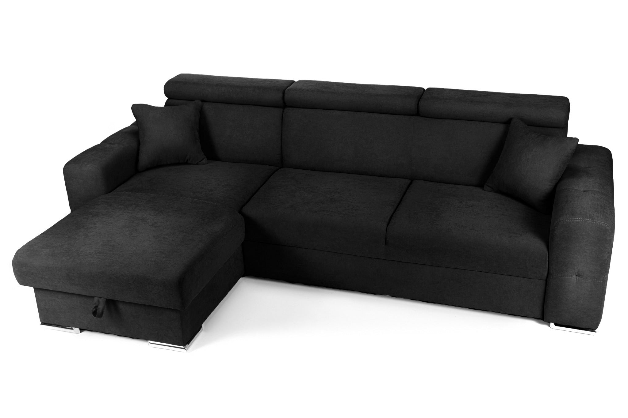 Coltar Extensibil BELLAGIO, sezlong interschimbabil, cu lada de depozitare, cu tetiere, 275x170x85 cm - Prestigehome.ro - Coltare - Prestige - #color_negru-enjoy