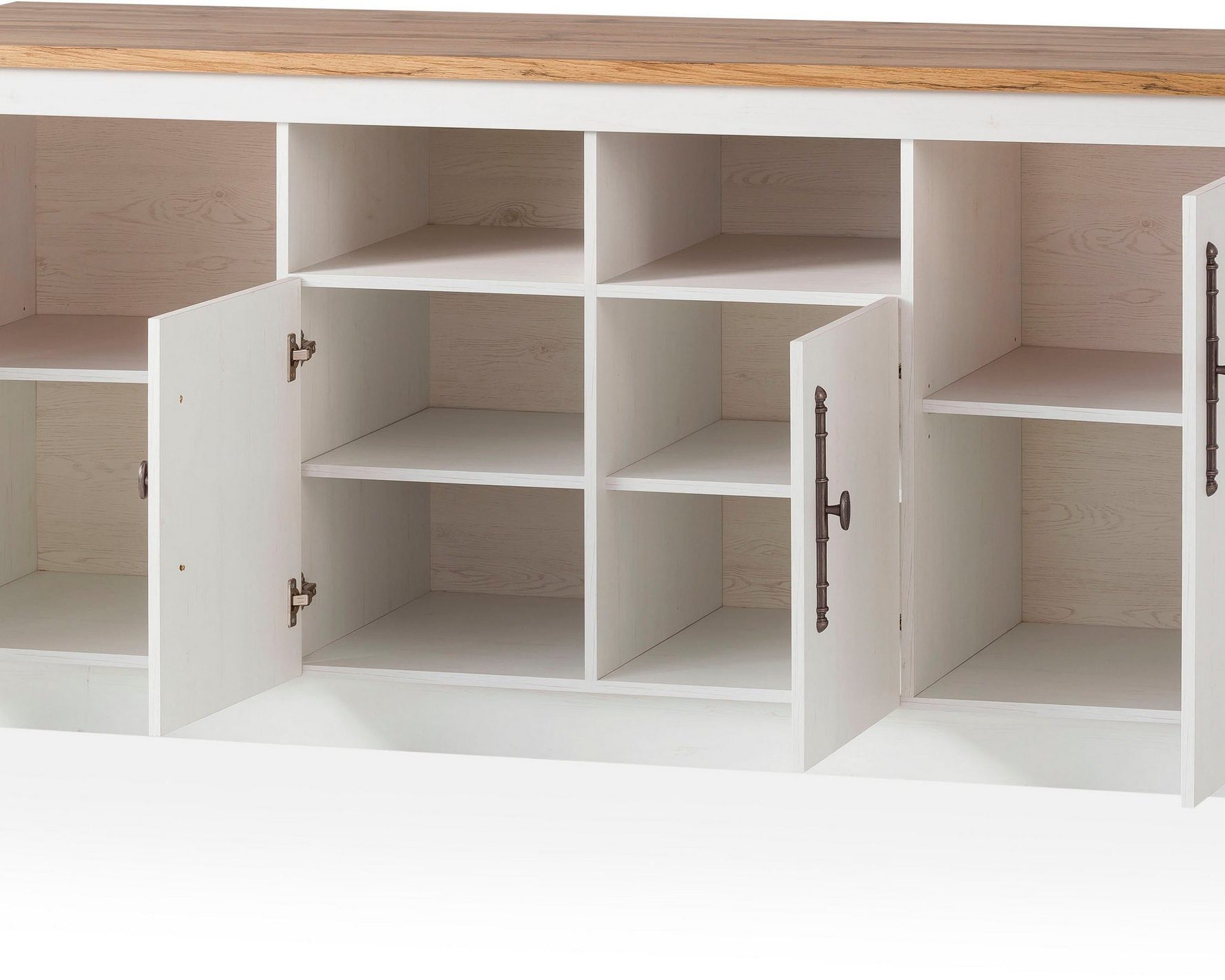 Bucătărie MDF/PAL melaminat Westminster, alb pin/stejar Wotan, dezasamblat, 270 cm Arboteca