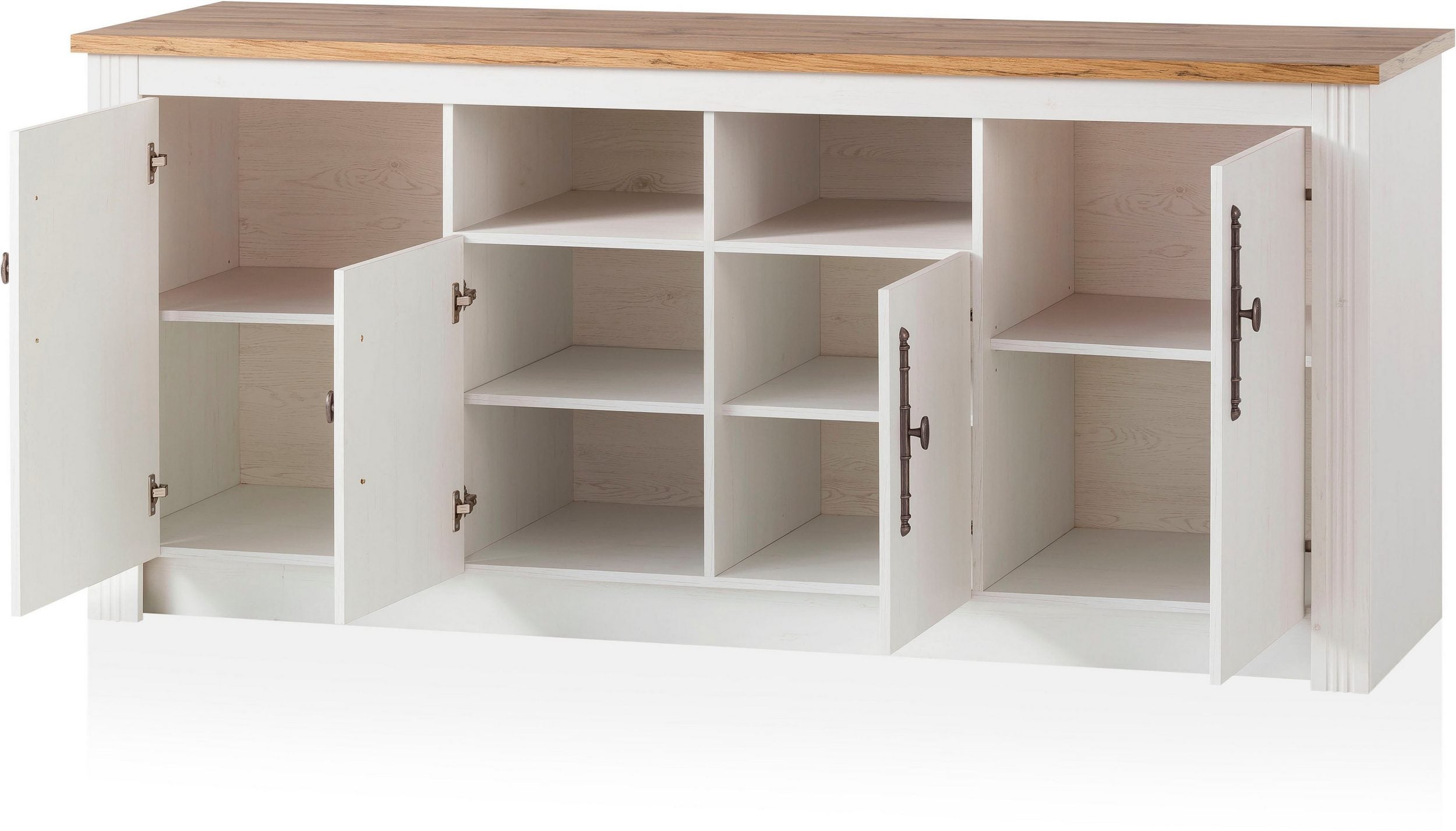 Bucătărie Westminster, 270 cm, MDF/PAL Melaminat, Alb Pin/Stejar Wotan, Dezasamblat Arboteca