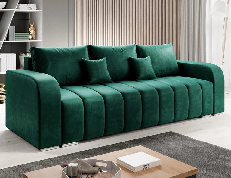 Canapea Extensibila 3 locuri Diego, cu lada de depozitare, 230x92x90 cm - Prestigehome.ro - Canapea - Prestige - #color_velutto-verde