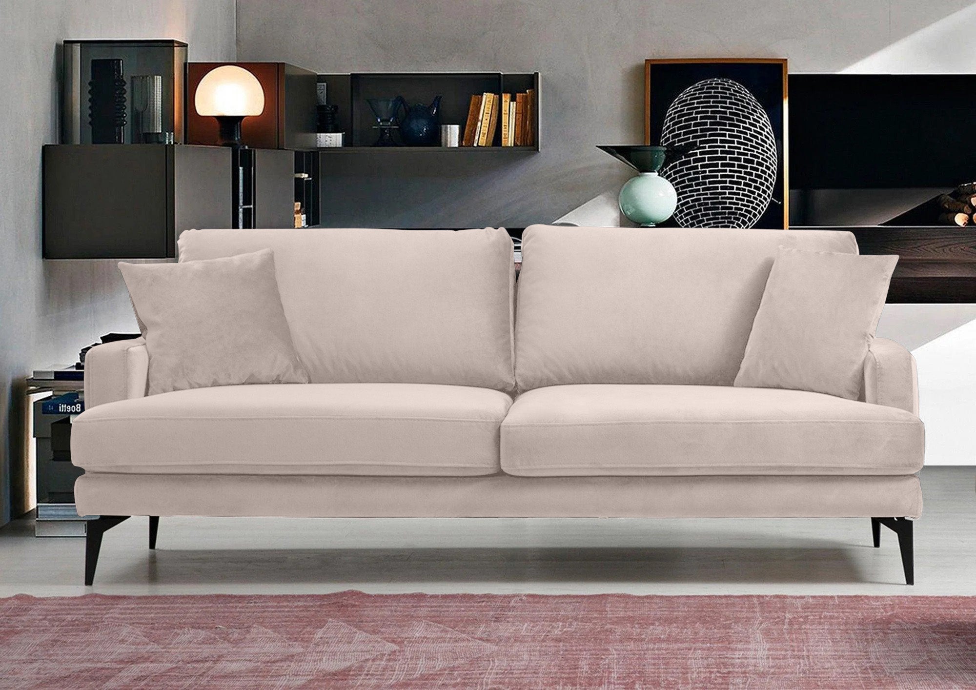 Canapea Fixă AZURRO, 3 locuri, 205x90x85 cm - Prestigehome.ro - Canapea - Prestige #color_Velutto-Bej