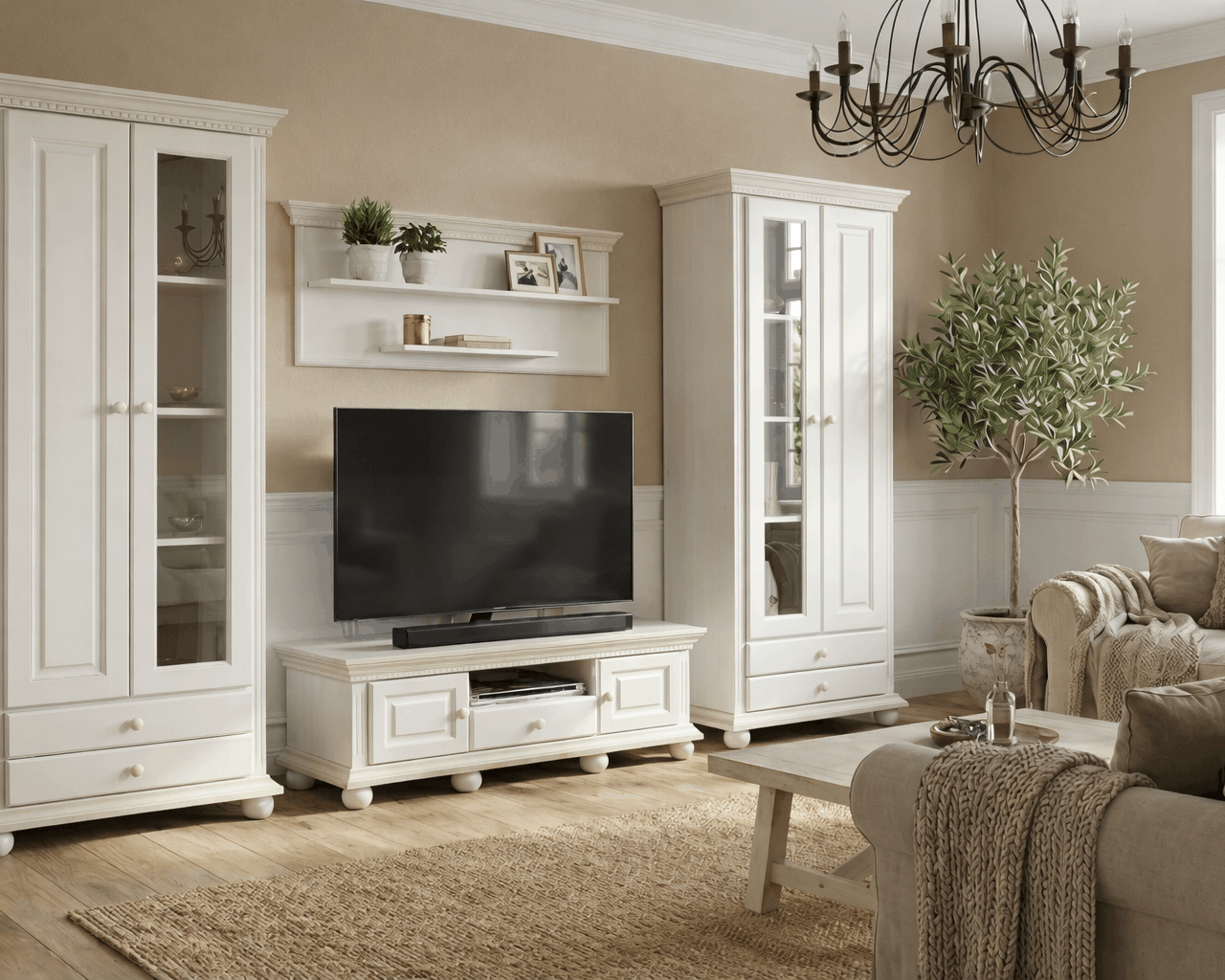 Set living Bavaria din lemn masiv, 4 piese Arboteca