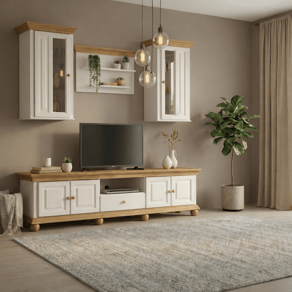 Set living Bavaria din lemn masiv, 220 cm, 4 piese Arboteca