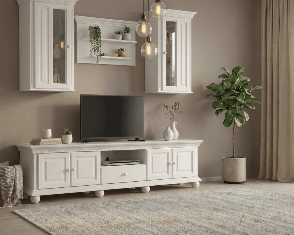 Set living Bavaria din lemn masiv, 220 cm, 4 piese Arboteca