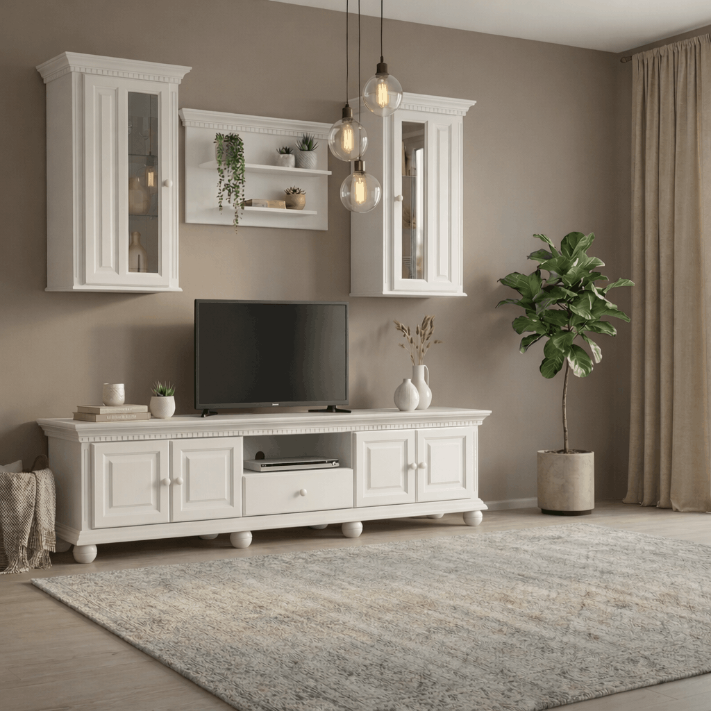 Set living Bavaria din lemn masiv, 220 cm, 4 piese Arboteca