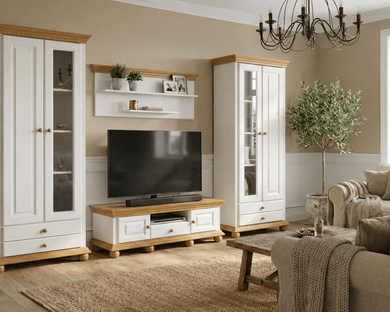 Set living Bavaria din lemn masiv, 4 piese Arboteca