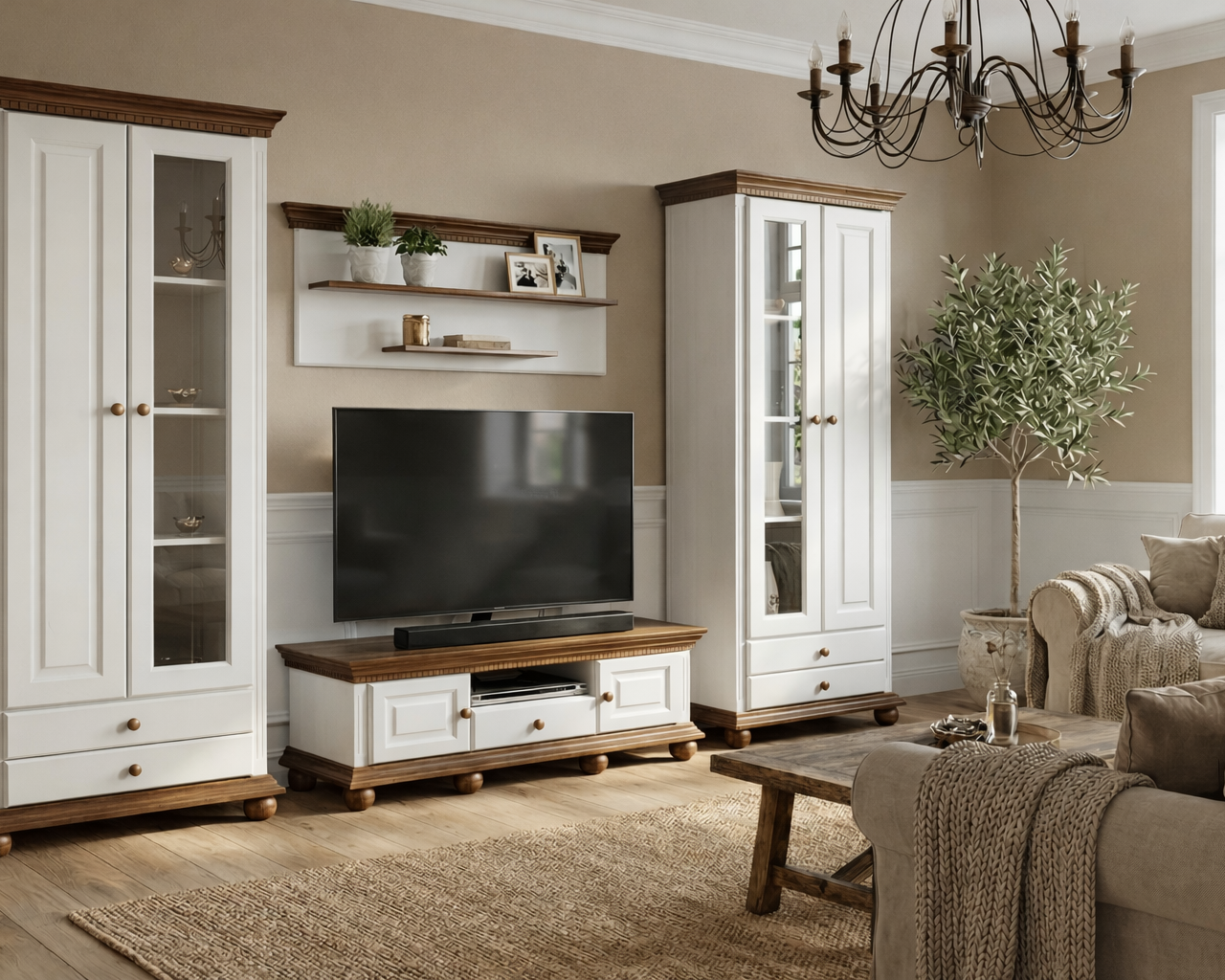 Set living Bavaria din lemn masiv, 4 piese Arboteca