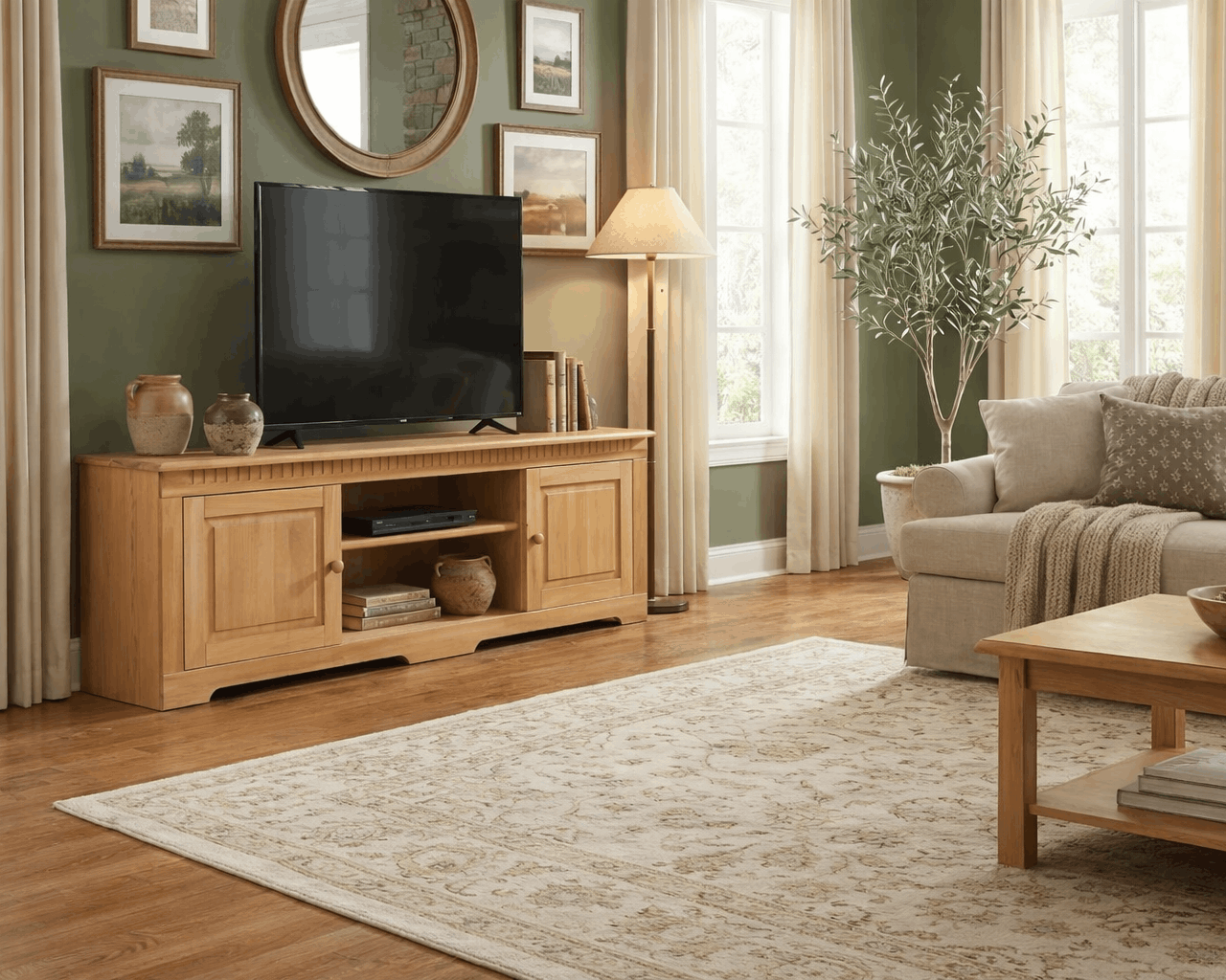 Comoda TV Lisa, din lemn masiv de pin natur, latime 175 cm Arboteca