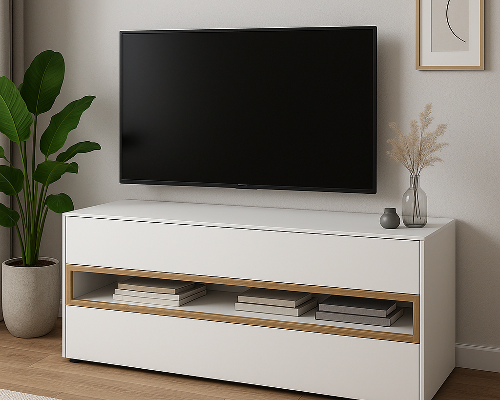 Comodă din MDF Now, Alb, 128 cm Arboteca
