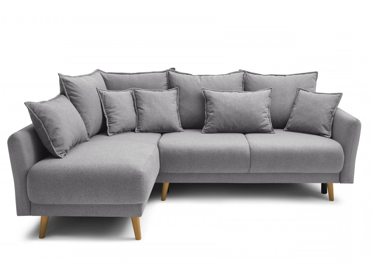 Colțar Extensibil JULIET, cu ladă de depozitare, variante stânga/dreapta, 240x166x95 cm Gri-Deschis-Como Stanga Prestige Home