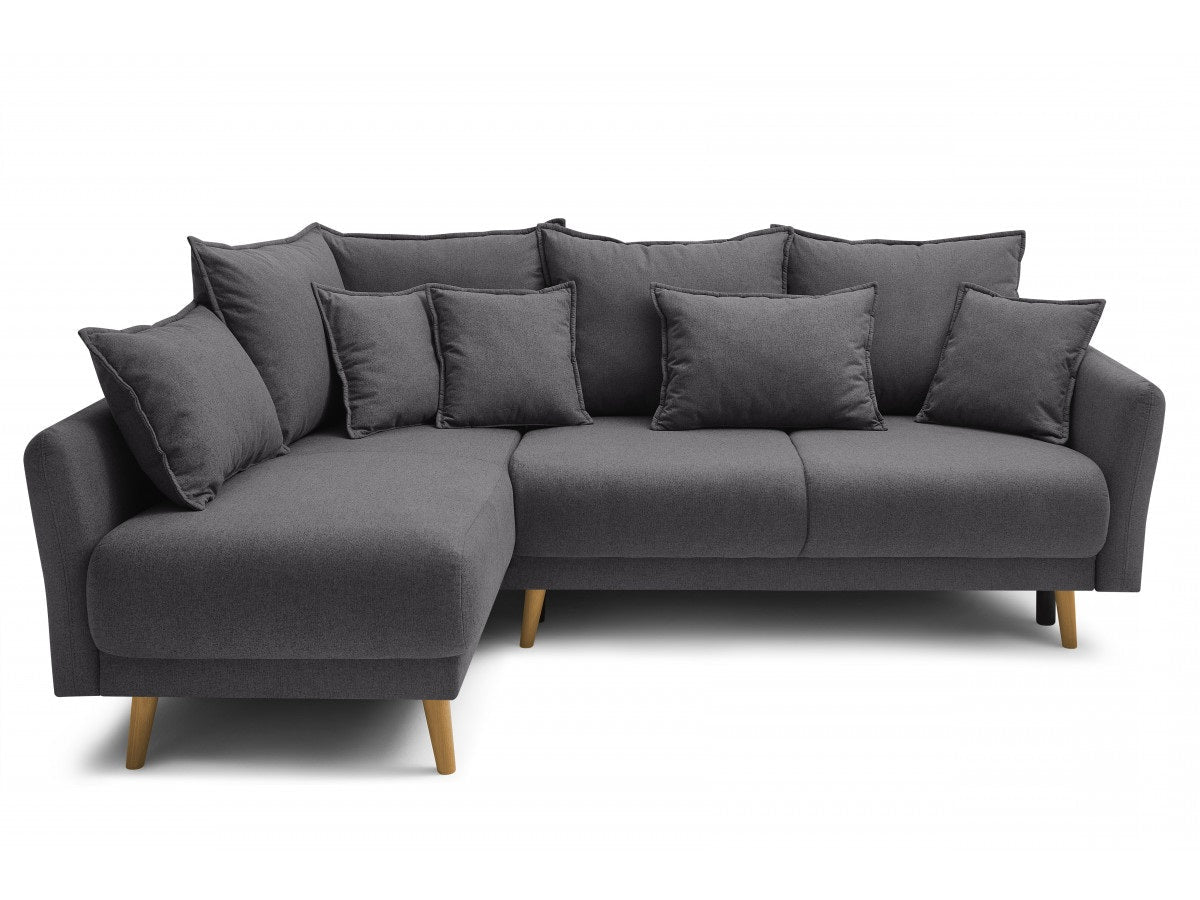 Colțar Extensibil JULIET, cu ladă de depozitare, variante stânga/dreapta, 240x166x95 cm Gri-Inchis-Como Stanga Prestige Home