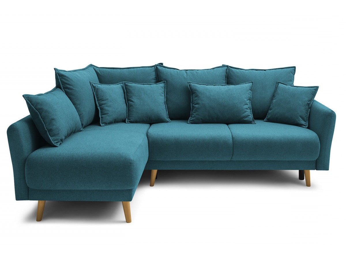 Colțar Extensibil JULIET, cu ladă de depozitare, variante stânga/dreapta, 240x166x95 cm Turcoaz-Como Stanga Prestige Home