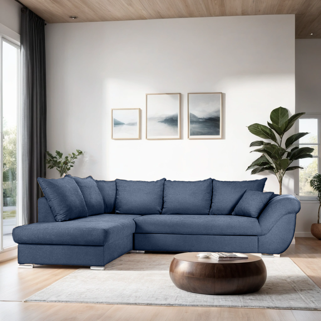 Colțar Extensibil SANTOS, variante stânga/dreapta, 295x215x80 cm, Prestigehome.ro, #color_Albastru-inchis-enjoy