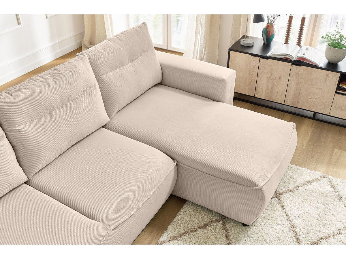 Colțar Extensibil HALSON, cu ladă de depozitare, șezlong interschimbabil, 256x158x90 cm - Prestigehome.ro - Colțar - Prestige #color_Bej-Fjord