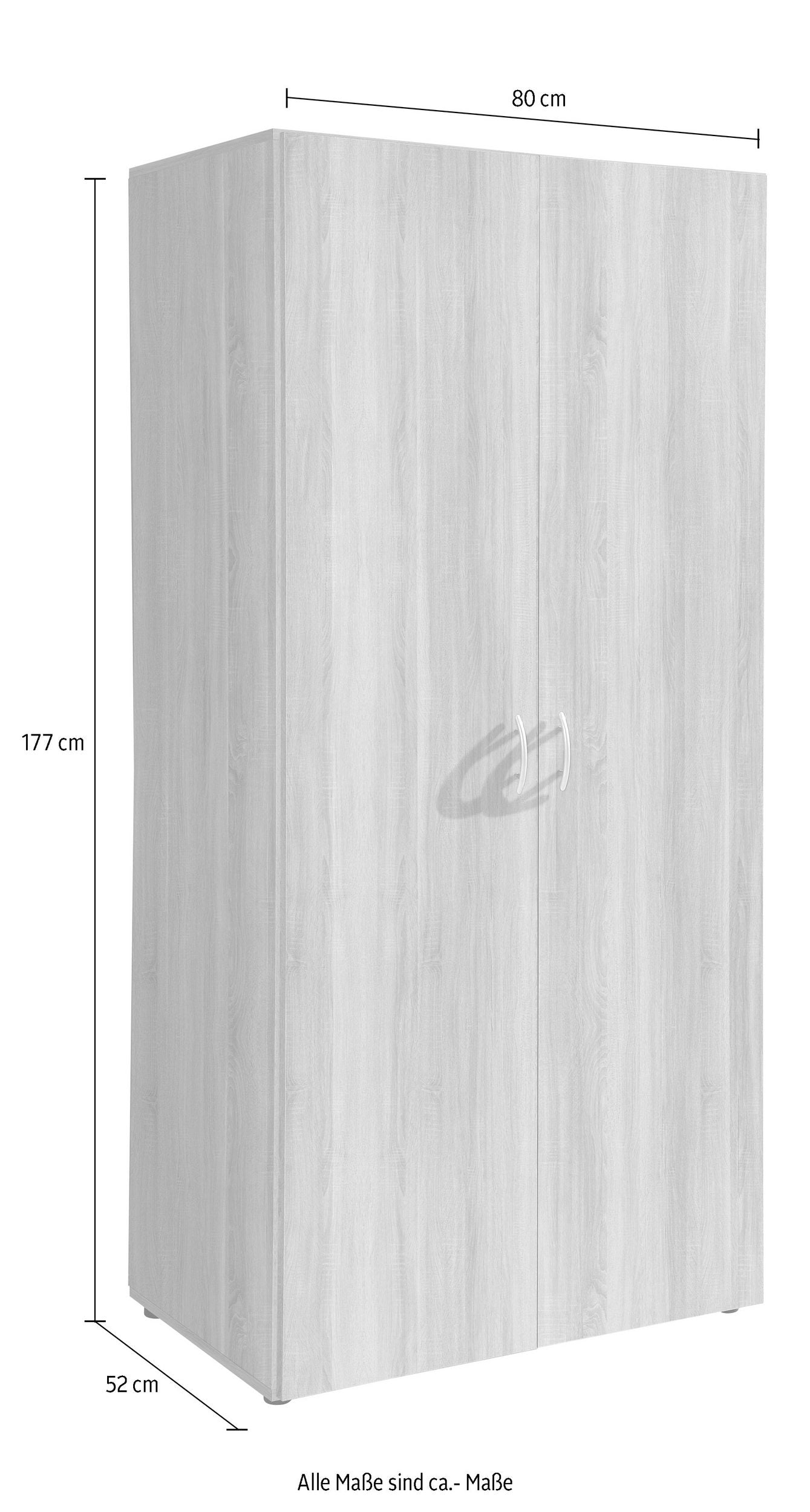 Dulap haine Joe cu 2 uși, alb, 80×177×52 cm Arboteca
