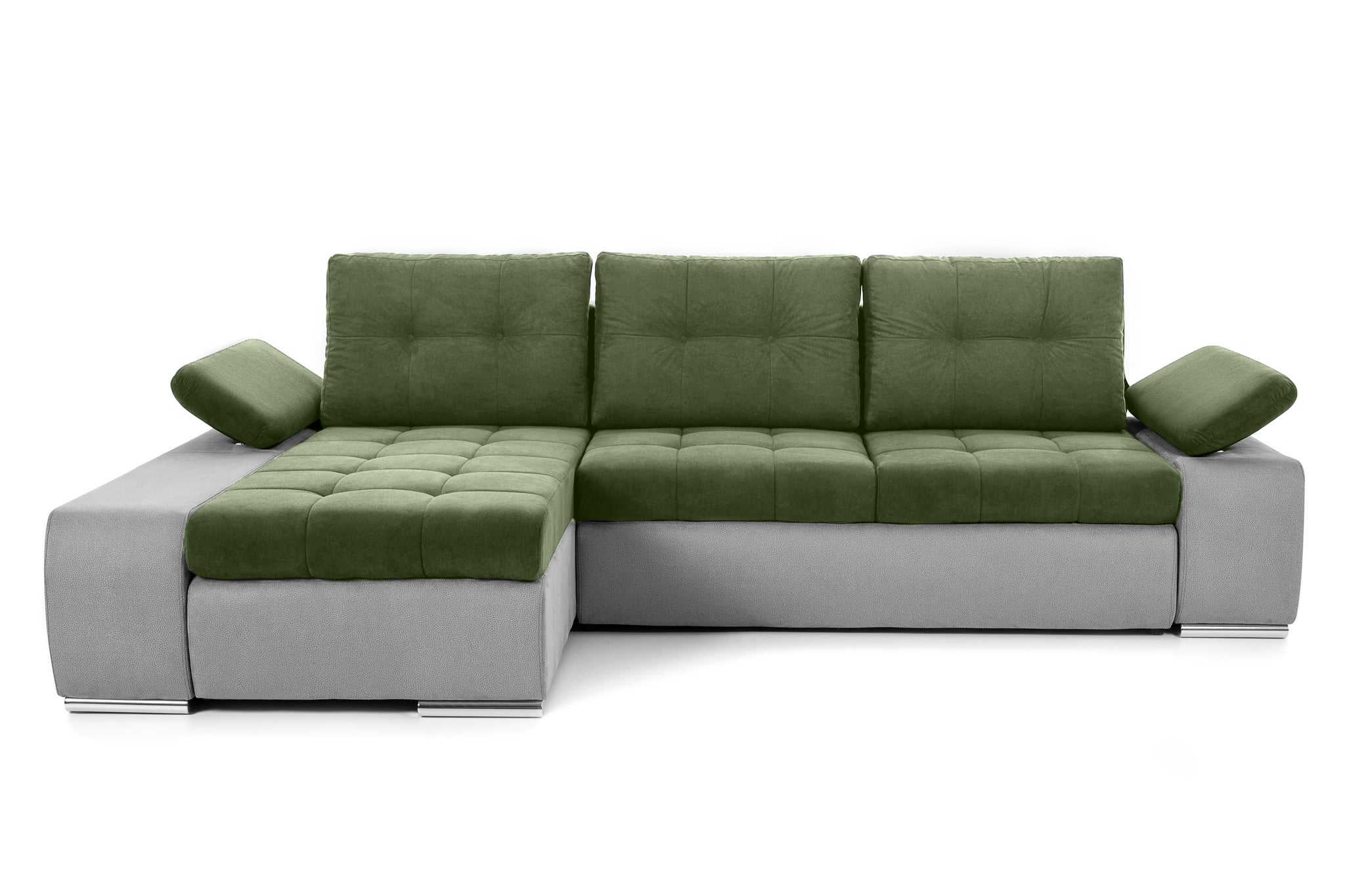 Colțar Extensibil VENETIA, cu ladă de depozitare, variante stânga/dreapta 290x170x80 cm, #color_Verde-Gri-Deschis-Enjoy