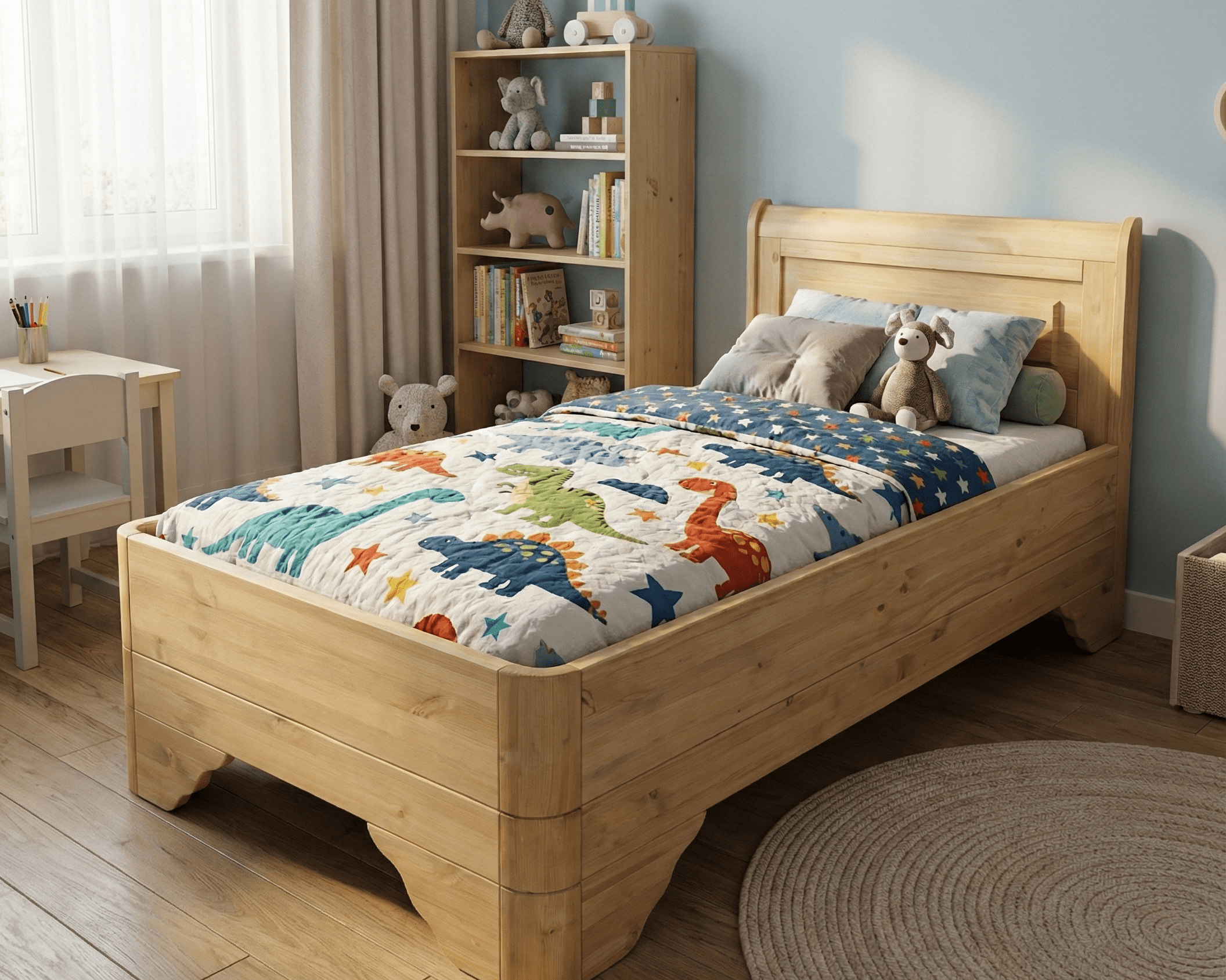 Pat lemn masiv de pin Sandy, natur, 90x200 cm Arboteca