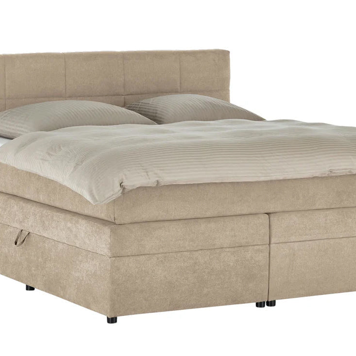 Pat Boxspring Gibson, cu lada de depozitare, Bej, Prestigehome.ro, Prestige, #Color_Bej-Enjoy