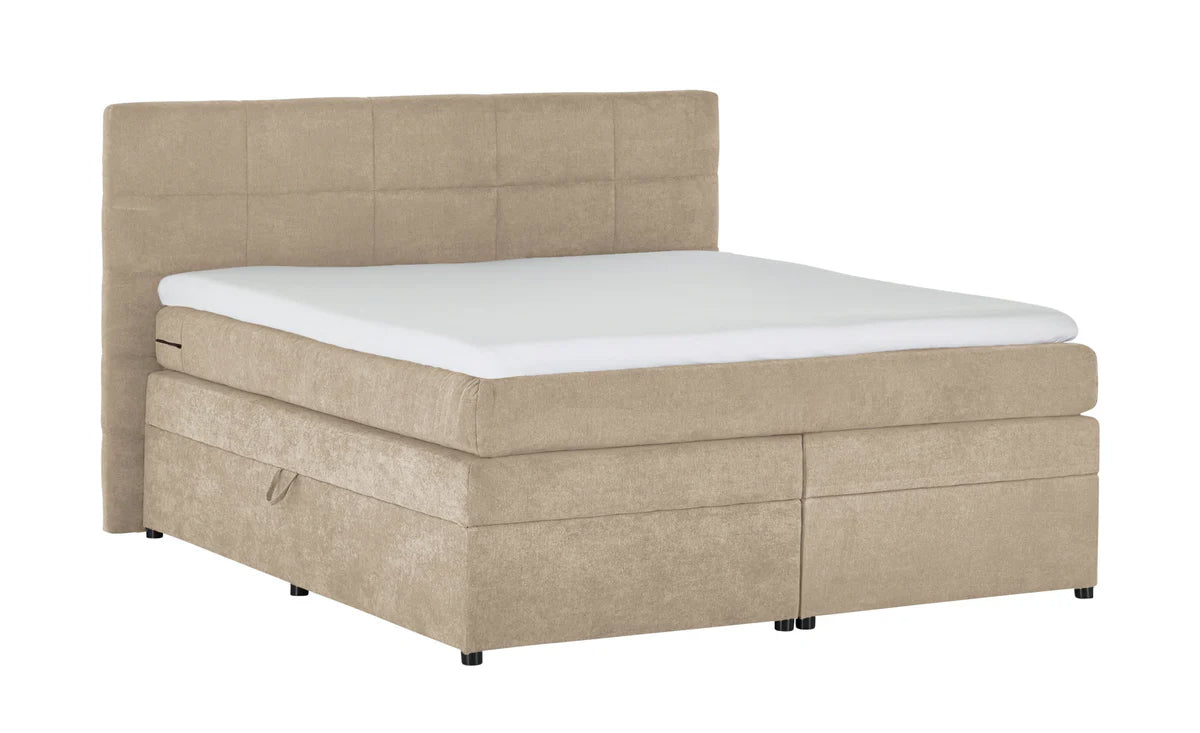 Pat Boxspring Gibson, cu lada de depozitare, Bej, Prestigehome.ro, Prestige, #Color_Bej-Enjoy