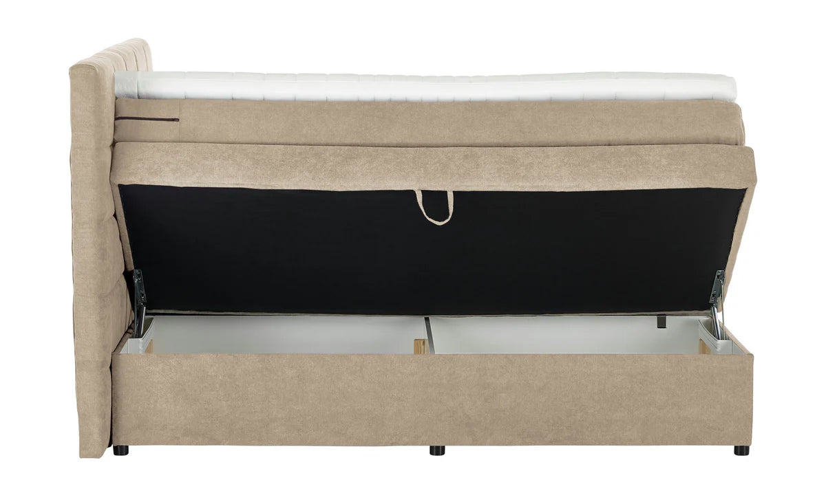 Pat Boxspring Gibson, cu lada de depozitare, Bej, Prestigehome.ro, Prestige, #Color_Bej-Enjoy