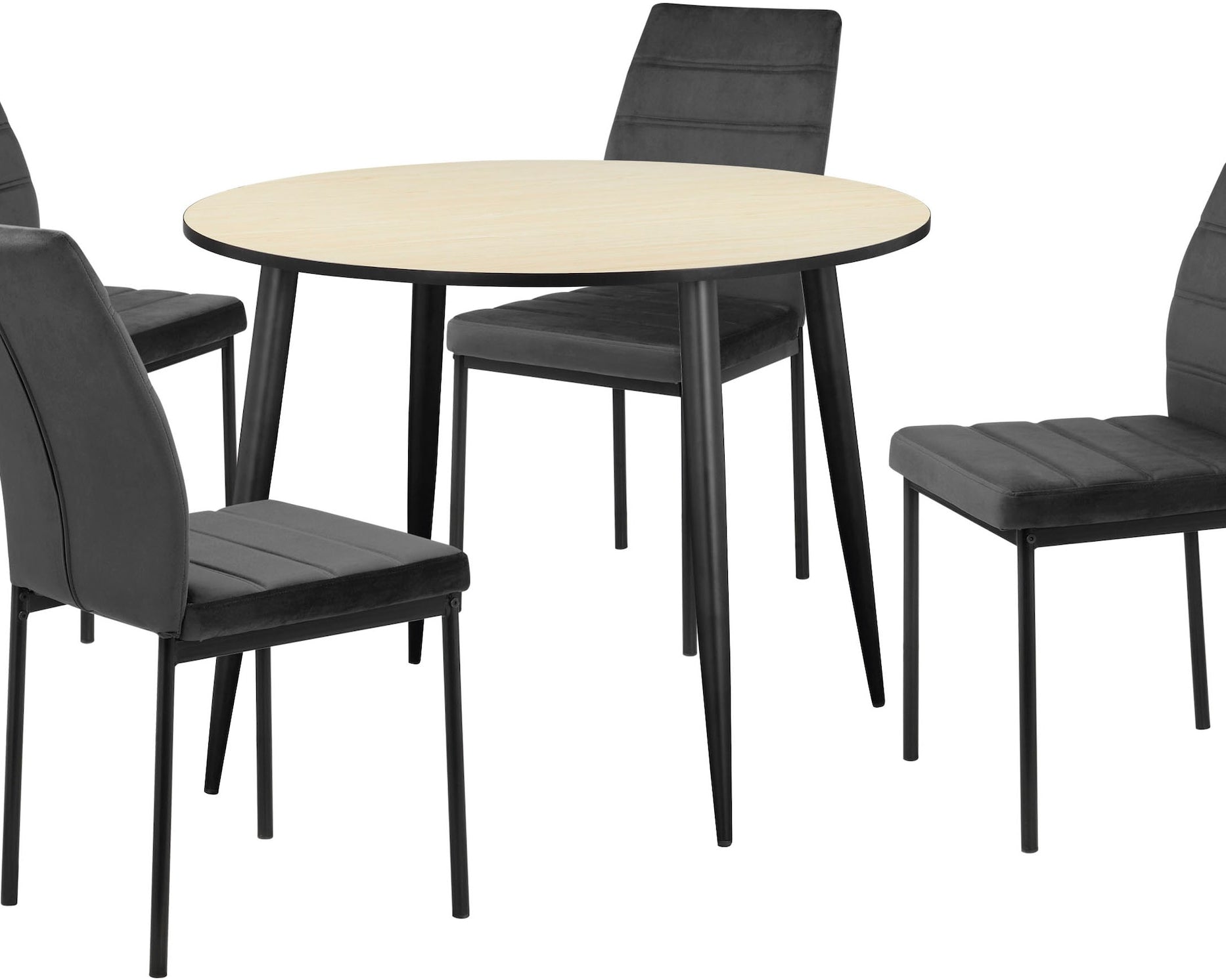 Set dining Inosign, 5 piese, masă rotundă Ø100 cm si 4 scaune tapițate Arboteca