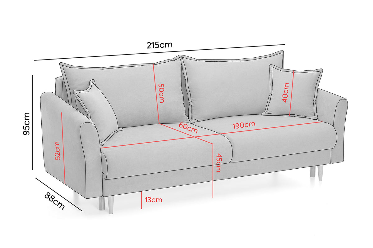 Canapea Extensibilă 3 locuri JULIET, cu ladă de depozitare, 215x88x95 cm Prestige Home