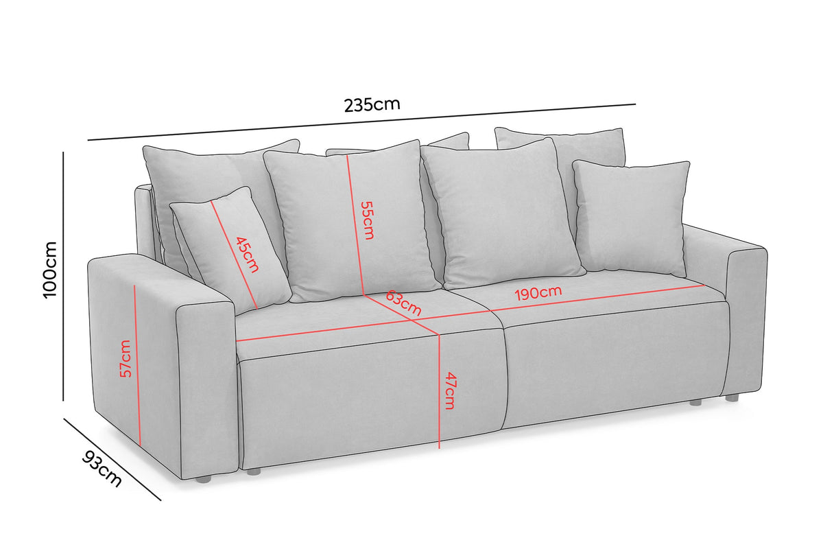 Canapea Extensibilă 3 locuri LIVIGNO, cu ladă de depozitare, 235x93x100 cm Prestige Home