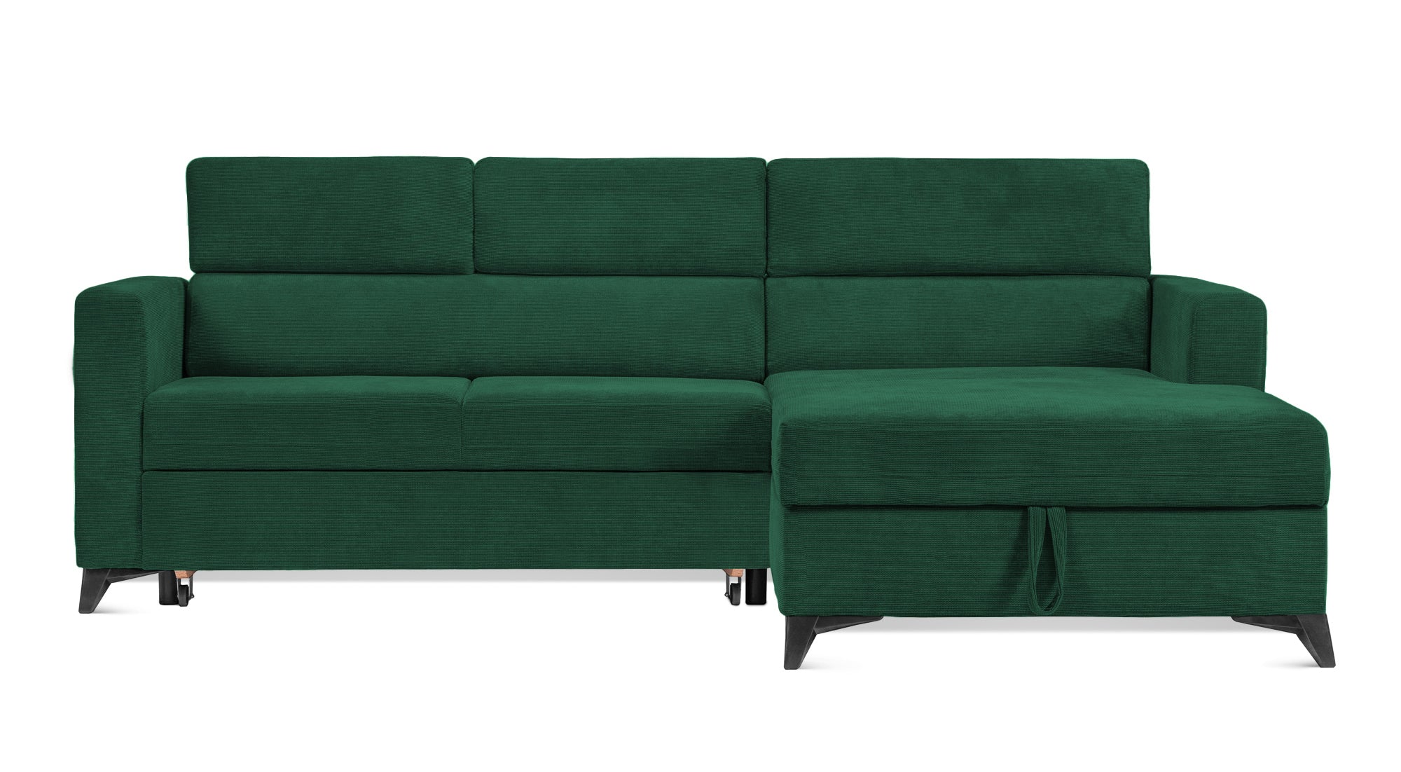 Colțar Extensibil MIZZONI, cu lada depozitare, variante stânga/dreapta, tetiere reglabile, 250 x 175 x 94 cm #color_Verde-Run-Again