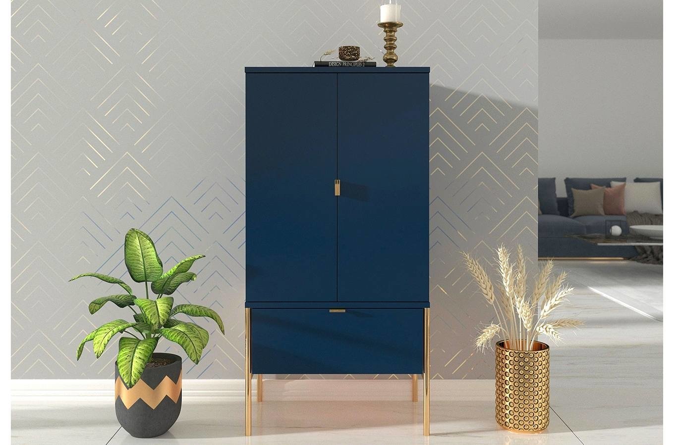 Comoda inalta Elegance, Navy blue Arboteca