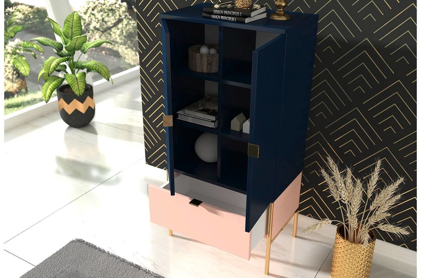 Comoda inalta Elegance, Navy blue Arboteca