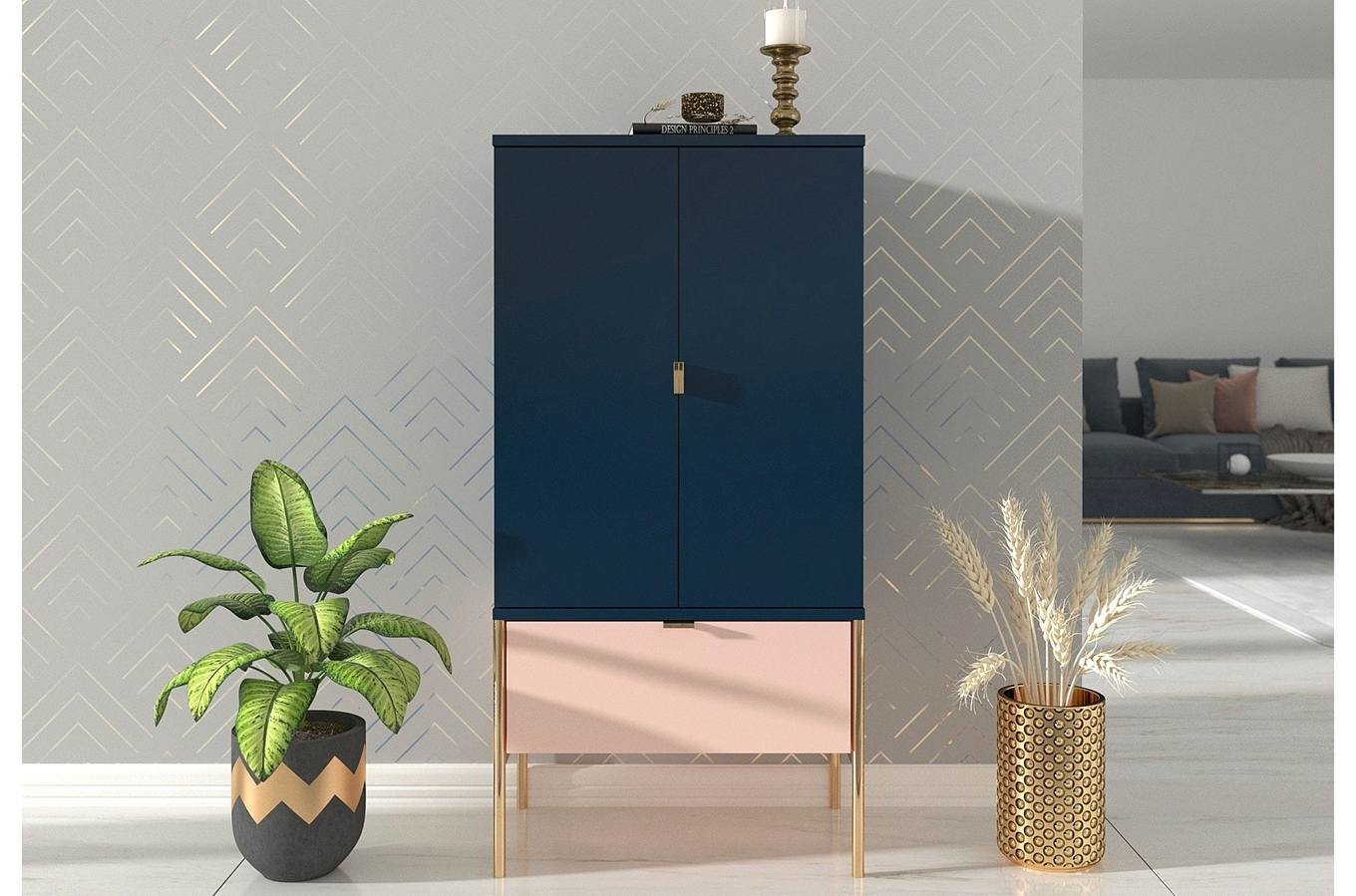 Comoda inalta Elegance, Navy blue Arboteca