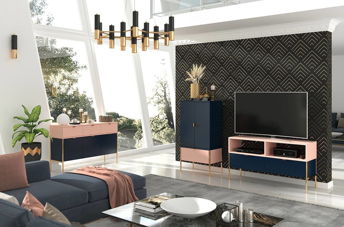 Comoda inalta Elegance, Navy blue Arboteca