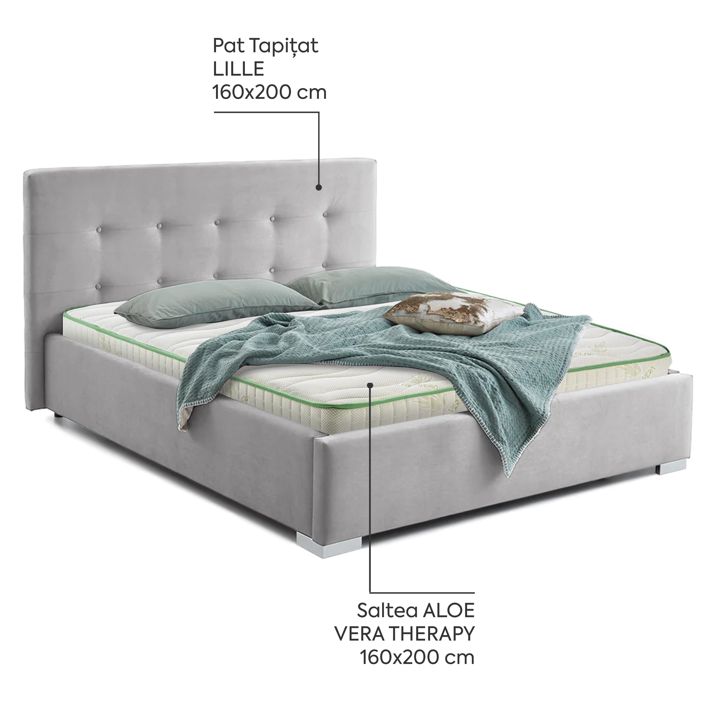 Pachet Pat + Saltea 160x200 Cozy Double Arboteca