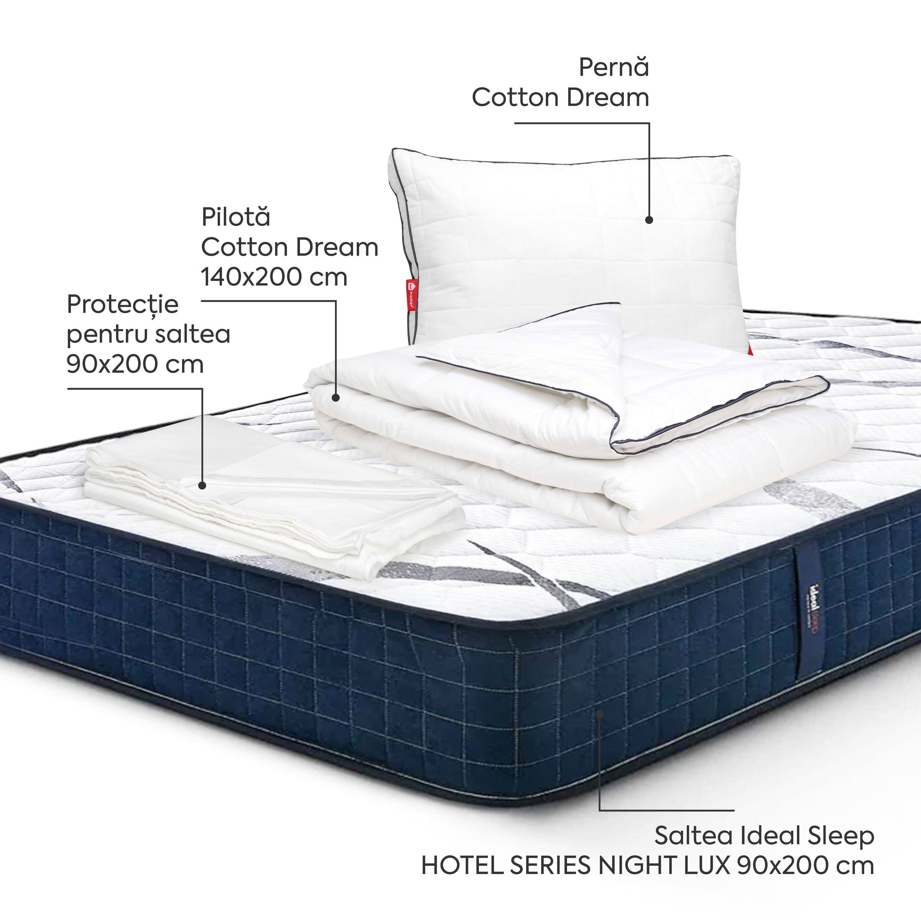 Pachet Saltea 90x200 Cotton Dream Single Arboteca