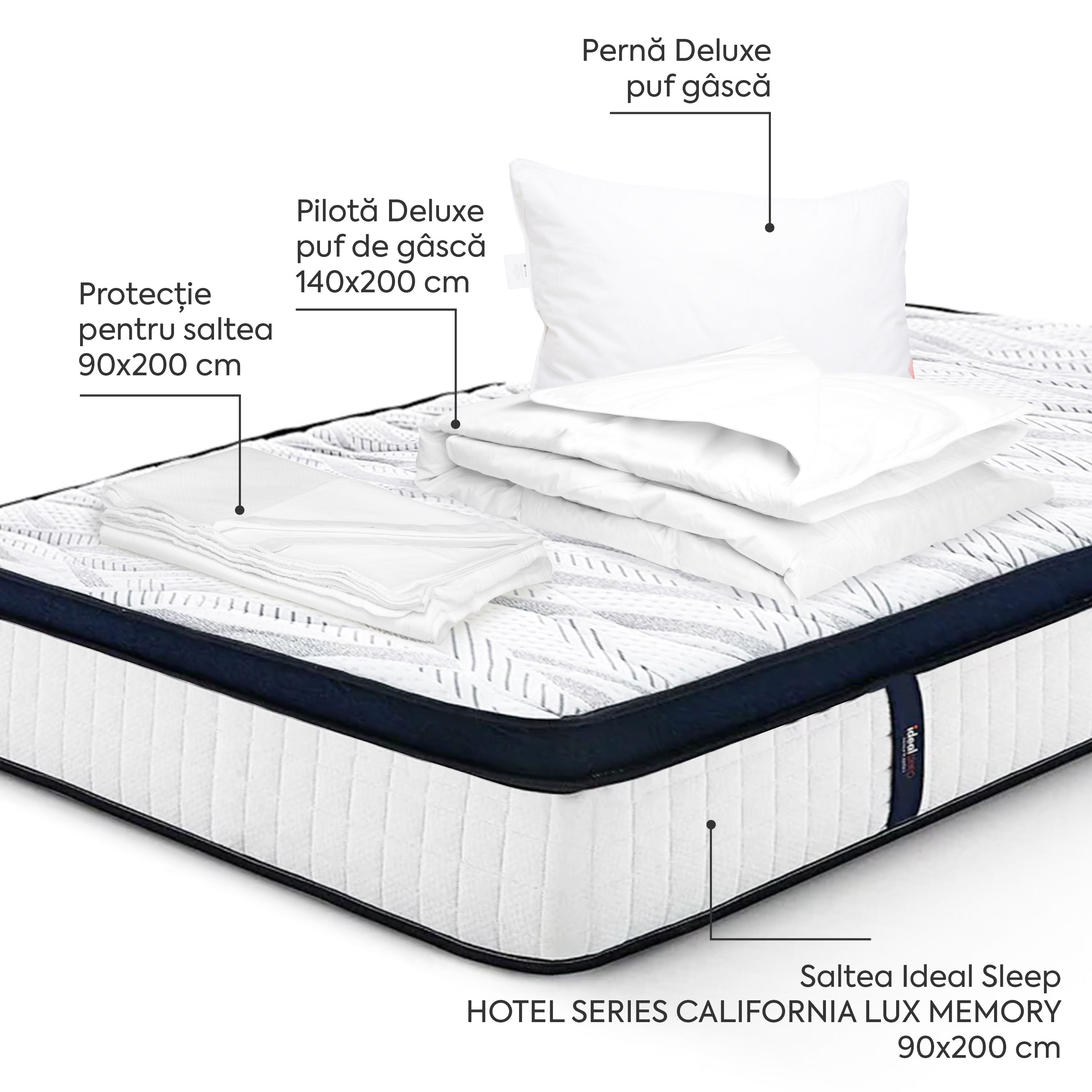 Pachet Saltea 90x200 Deluxe Single Arboteca