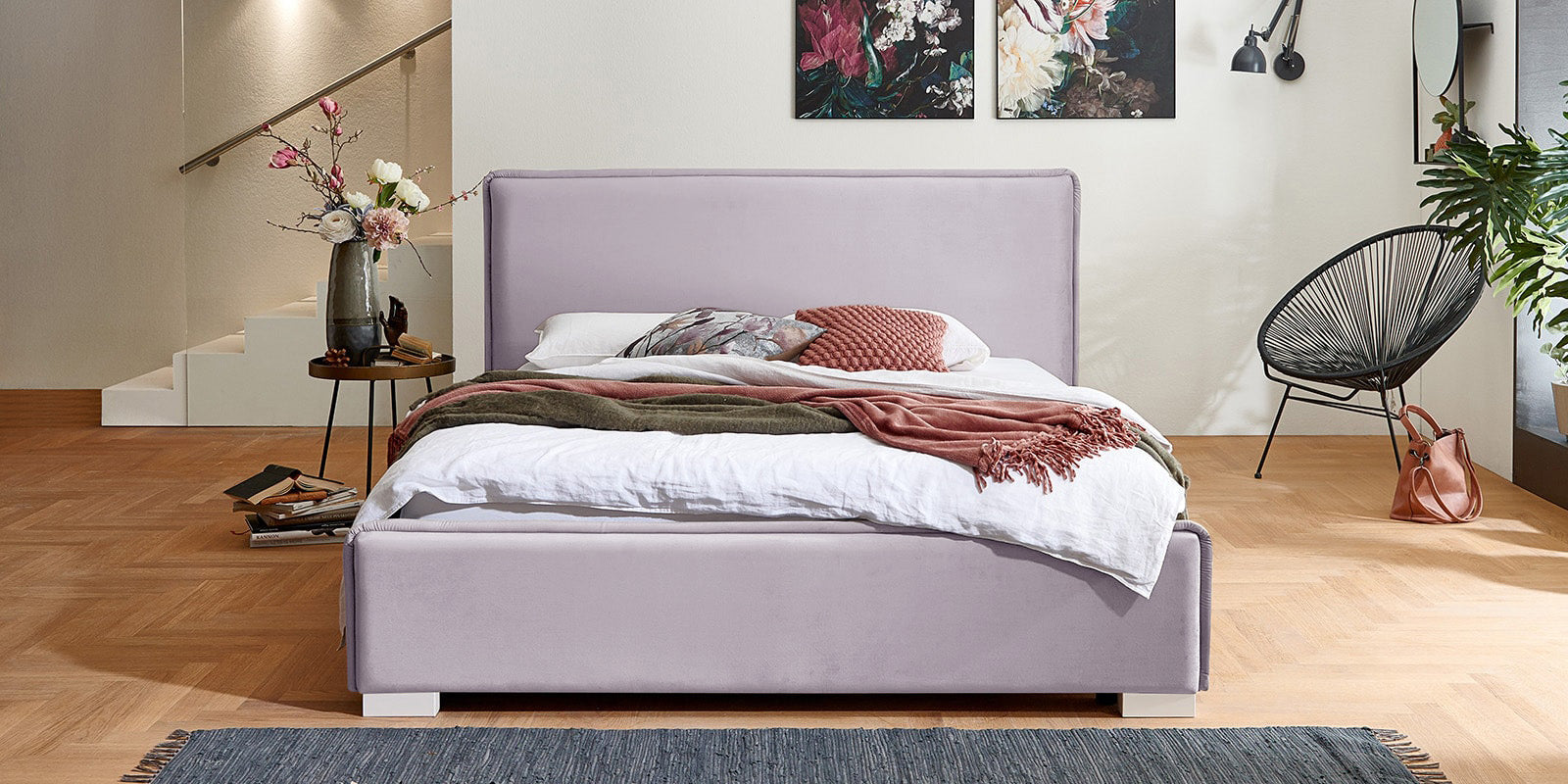 Pat Tapițat Nice, cu somieră rabatabilă și ladă de depozitare, Prestigehome.ro, Prestige, #Color_swing-violet