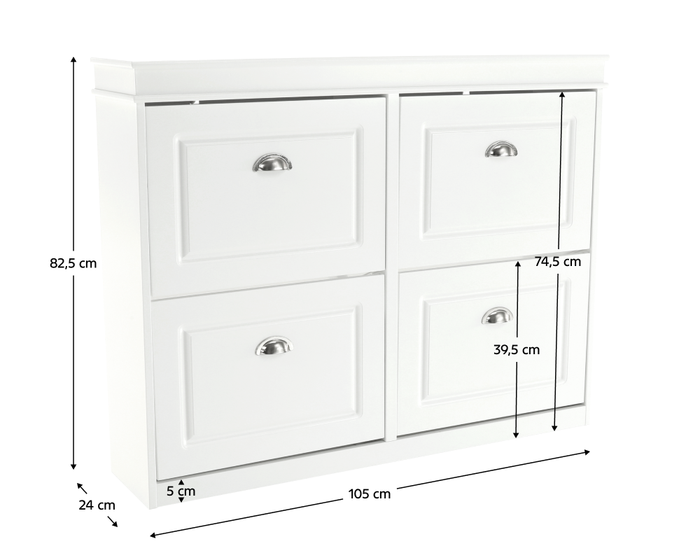 Pantofar SEBER TYP 5, 2 uși, alb, 105 cm Kondela