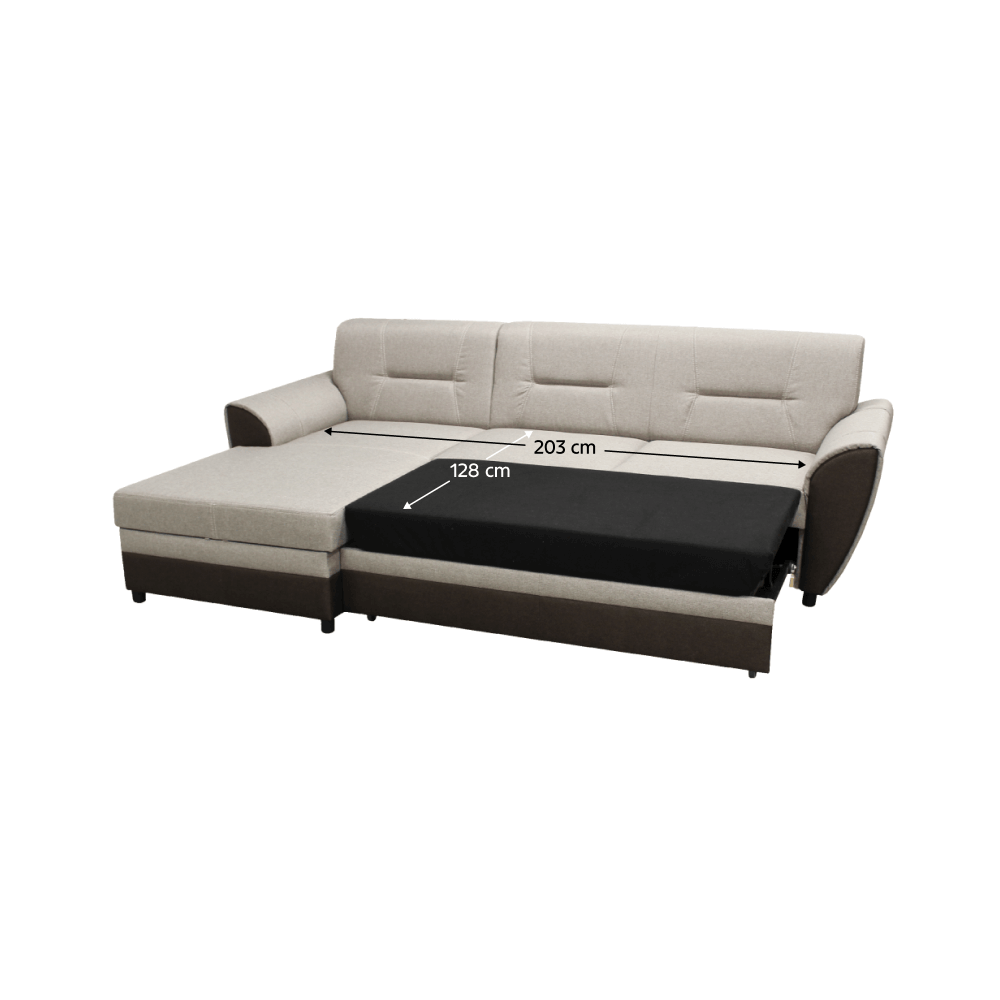 Set canapea extensibilă PADOVA, maro/gri-bej taupe, pe stânga, 250x16x83 cm Kondela