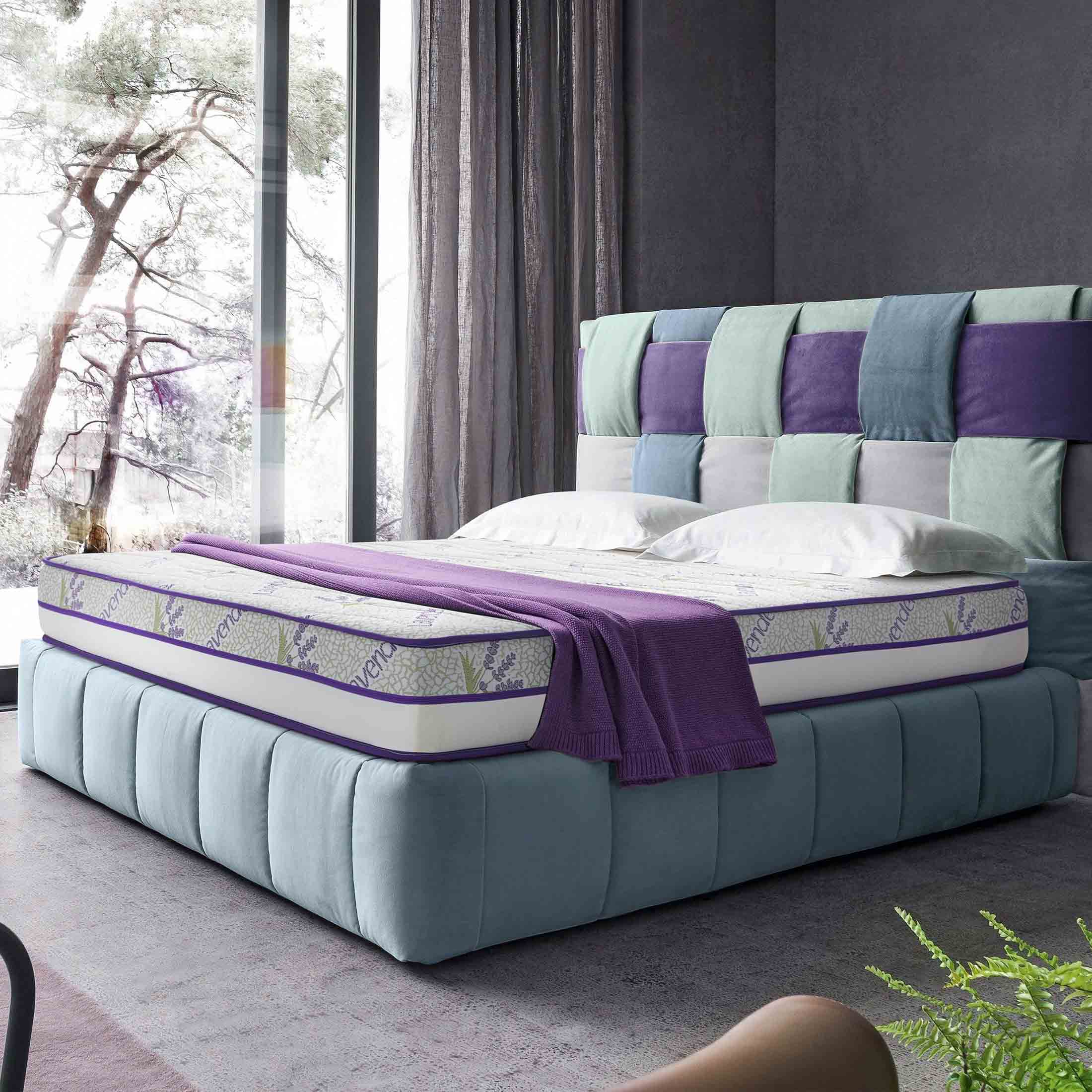 Saltea LAVENDER AIR HYGENE THERAPY, husă detașabilă, superortopedică, cu spumă poliuretanică și arcuri, Grosime 25 cm