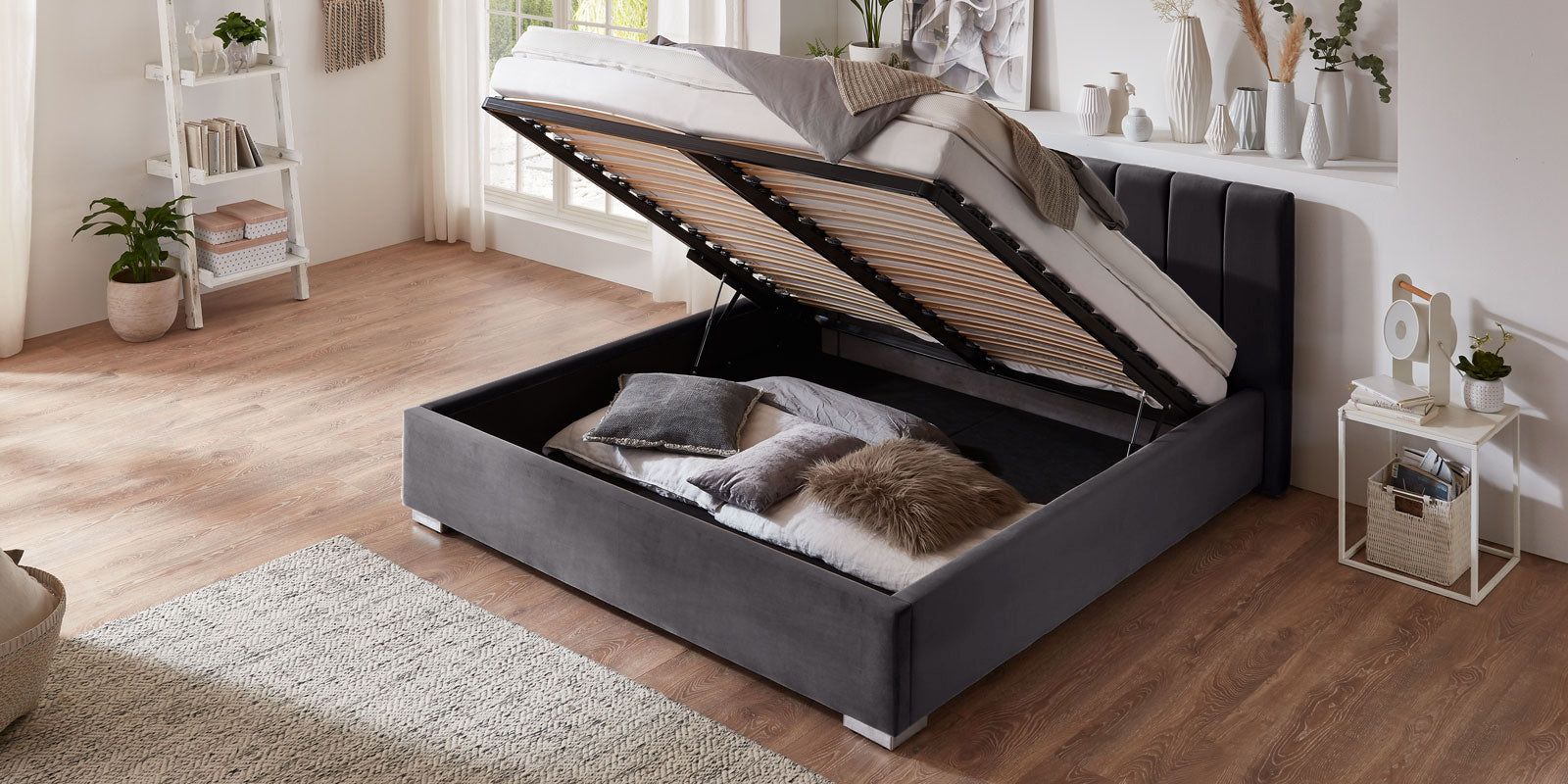 Pat Tapitat Santiago, cu Lada Rabatabil, Verde-Smarald, Prestigehome.ro, Prestige, #Color_swing-antracit