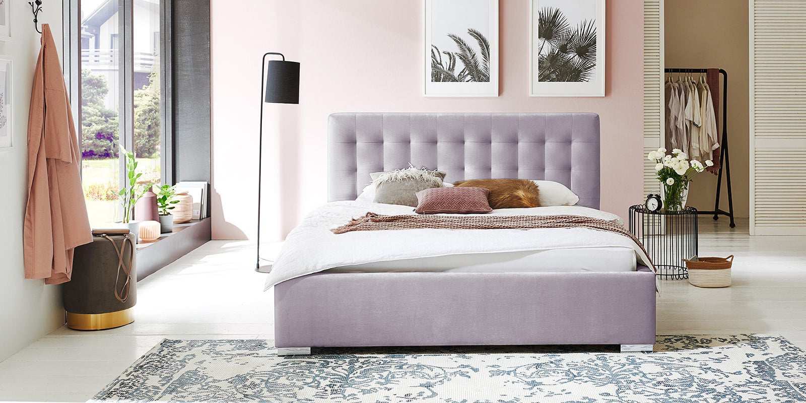 Pat Tapițat Strasbourg, cu somieră rabatabilă și ladă de depozitare, Prestigehome.ro, Prestige, #Color_swing-violet