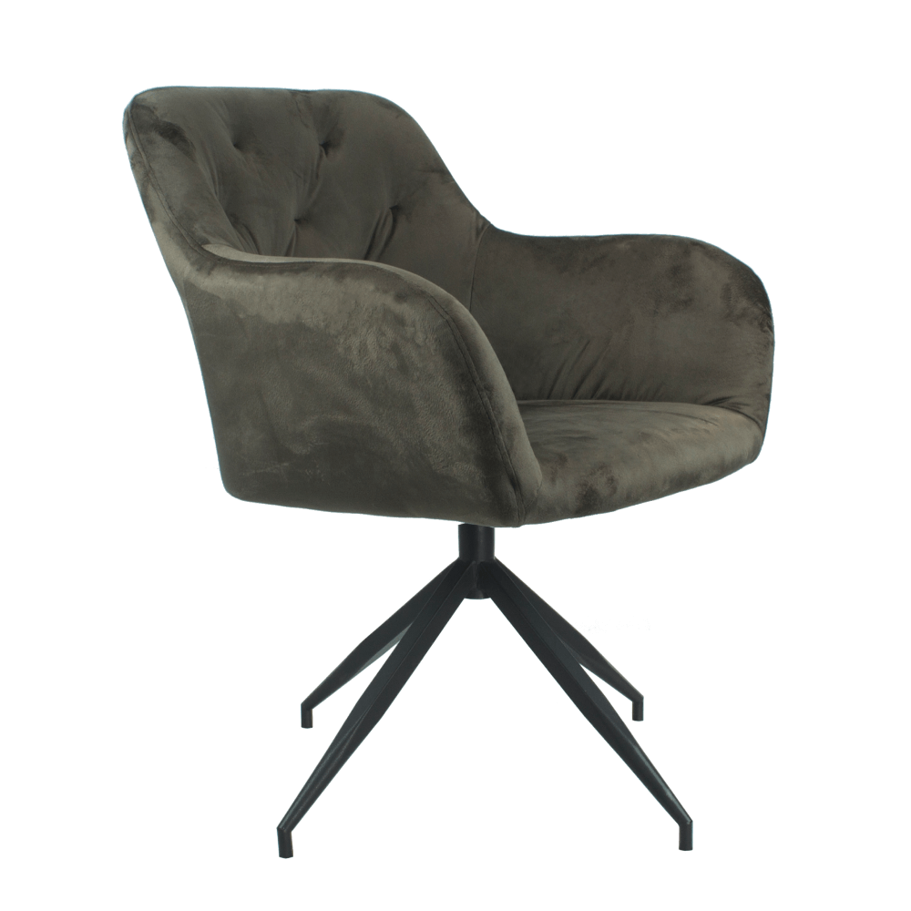 Scaun pivotant BAGNARA, țesătură de catifea maro/negru, țesătură din catifea, 66x66x83 cm Kondela