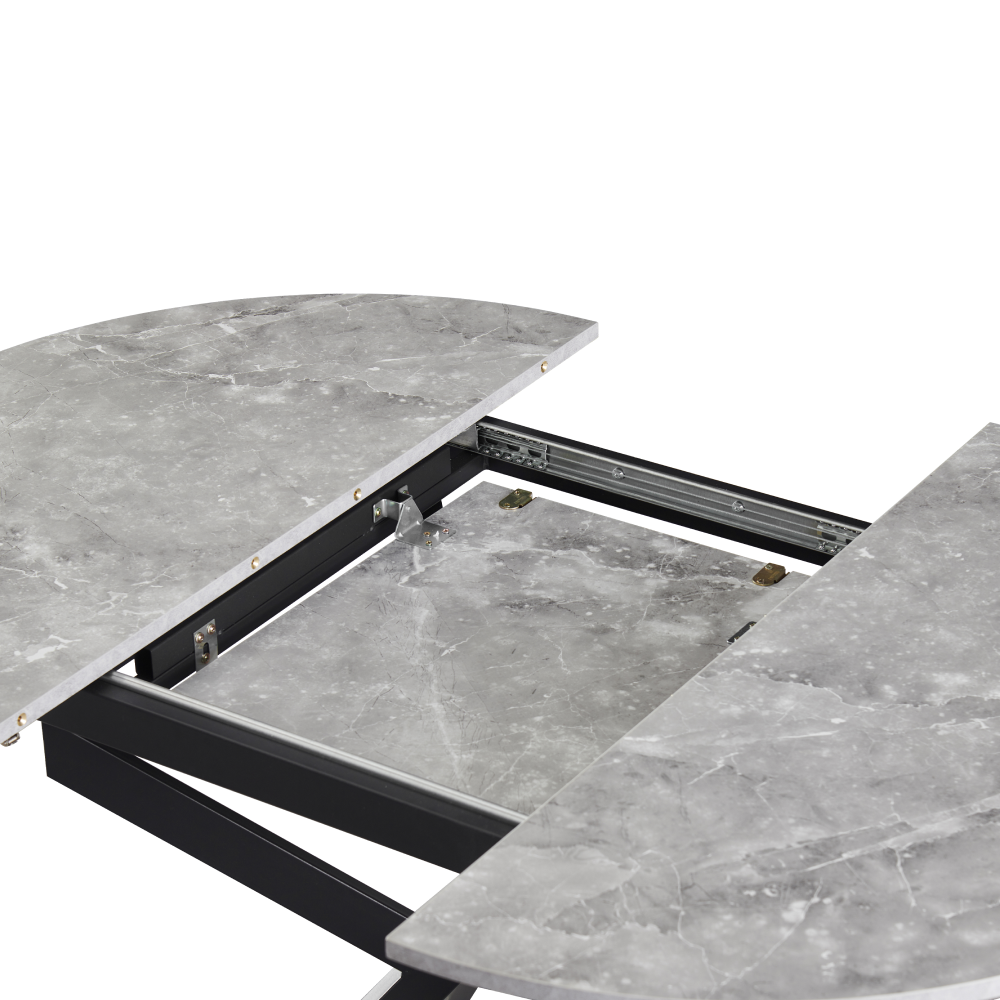 Masă dining extensibilă, beton/neagră, 120x120-160x75 cm, ABERO TIP 2 Kondela