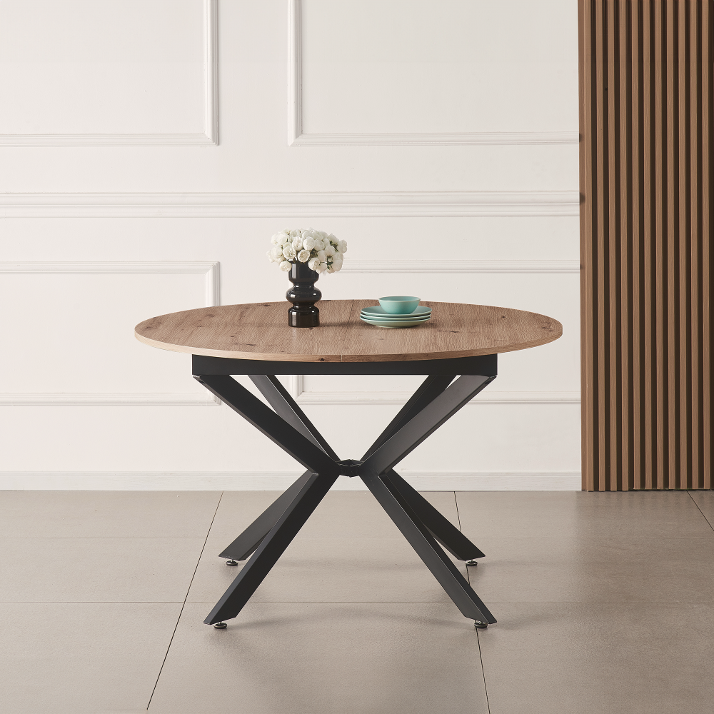 Masă extensibilă de dining, stejar artisan / neagră, 100x100-140x75 cm, ABERO TIP 1 Kondela