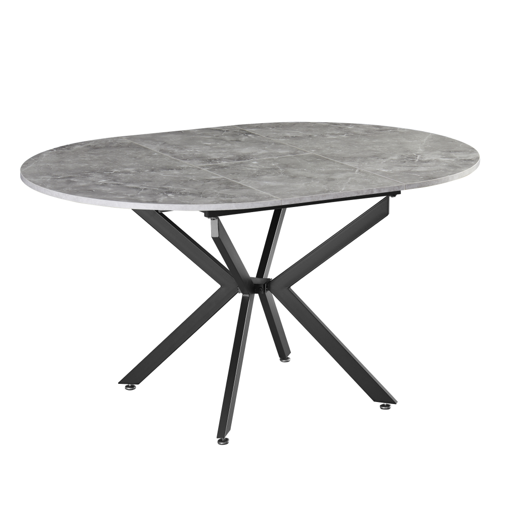 Masă extensibilă de dining, beton/neagră, 100x100-140x75 cm, ABERO TIP 1 Kondela