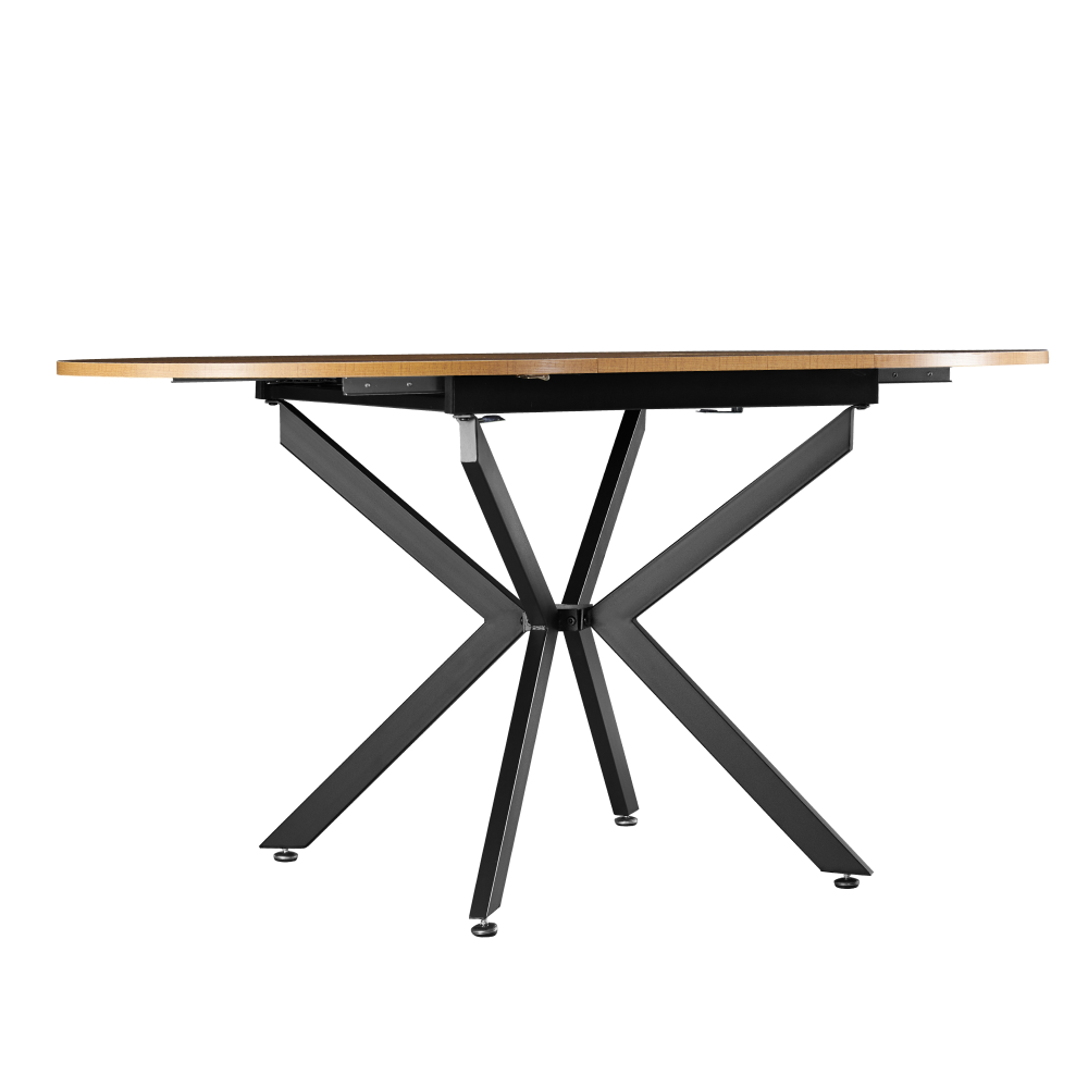 Masă extensibilă de dining, stejar deschis/neagră, 100x100-140x75 cm, ABERO TIP 1 Kondela