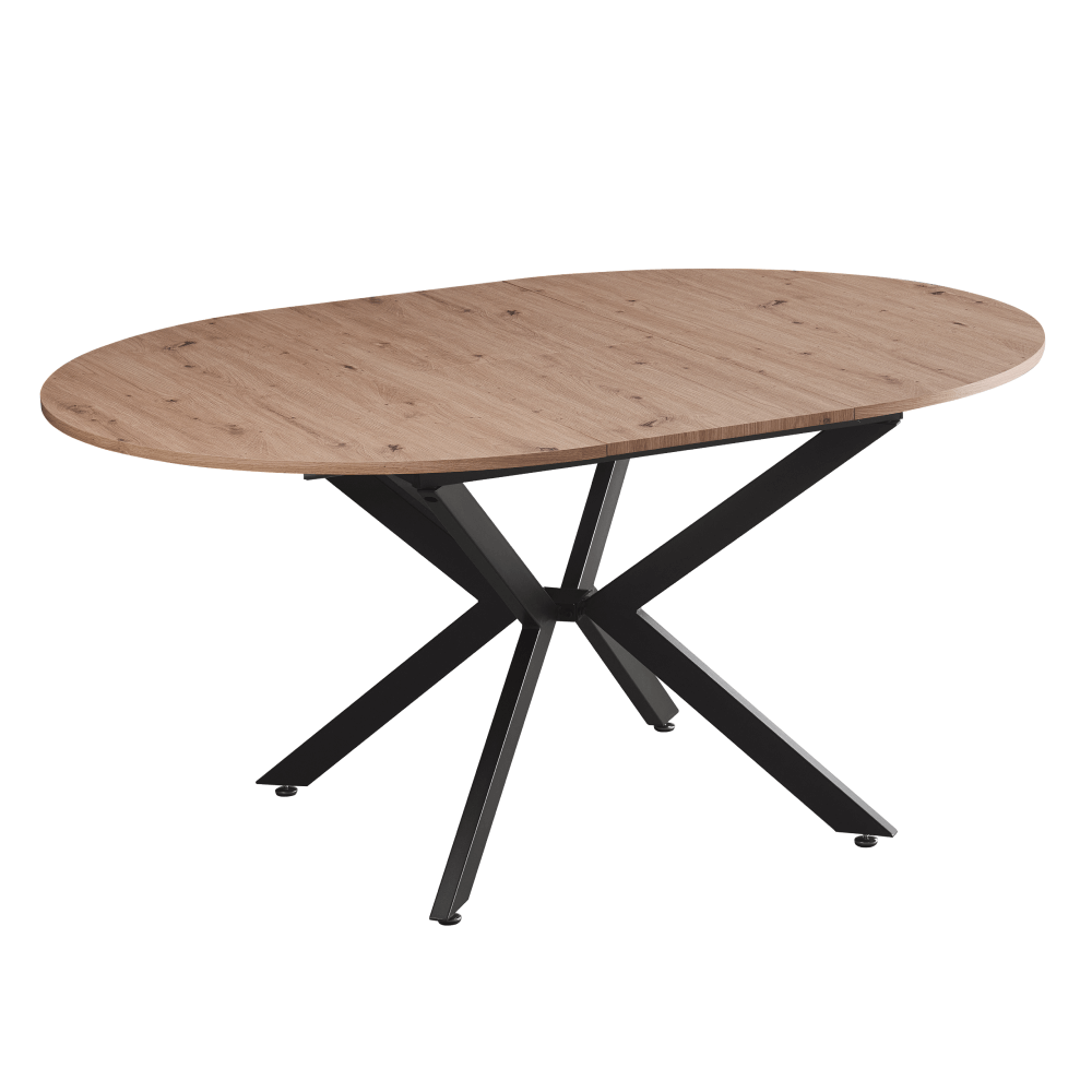 Masă dining extensibilă, stejar artisan / neagră, 120x120-160x75 cm, ABERO TIP 2 Kondela