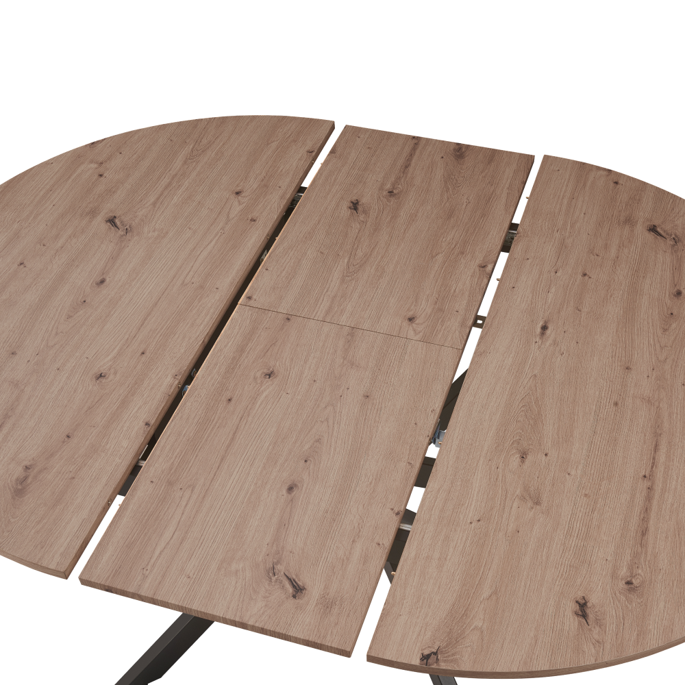Masă dining extensibilă, stejar artisan / neagră, 120x120-160x75 cm, ABERO TIP 2 Kondela