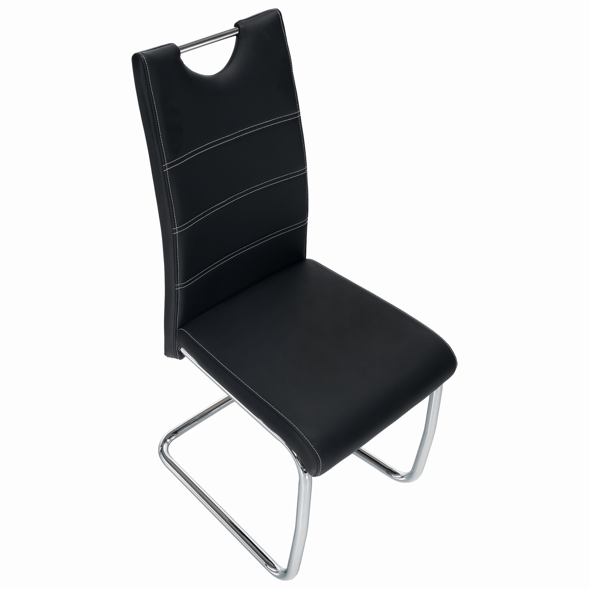 Scaun dining KOMIZA, negru / cusături deschise la culoare, piele PU + crom, 43x44x96 cm Kondela
