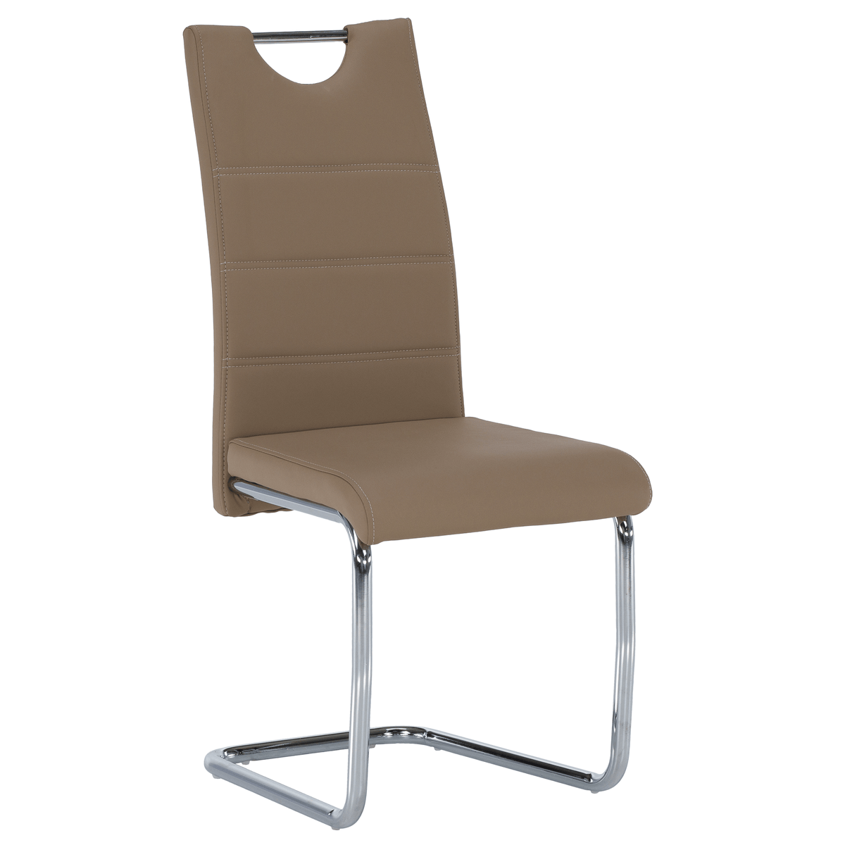 Scaun de bucătărie KOMIZA, cappuccino/cusătura deschisă, piele eco/crom, 43x44x96 cm Kondela